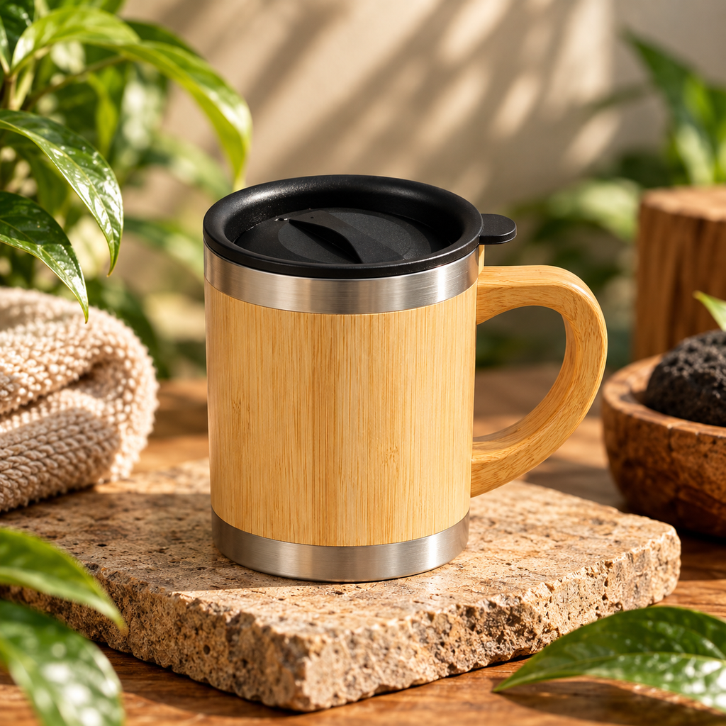 Bamboo Bottle + Mug Combo
